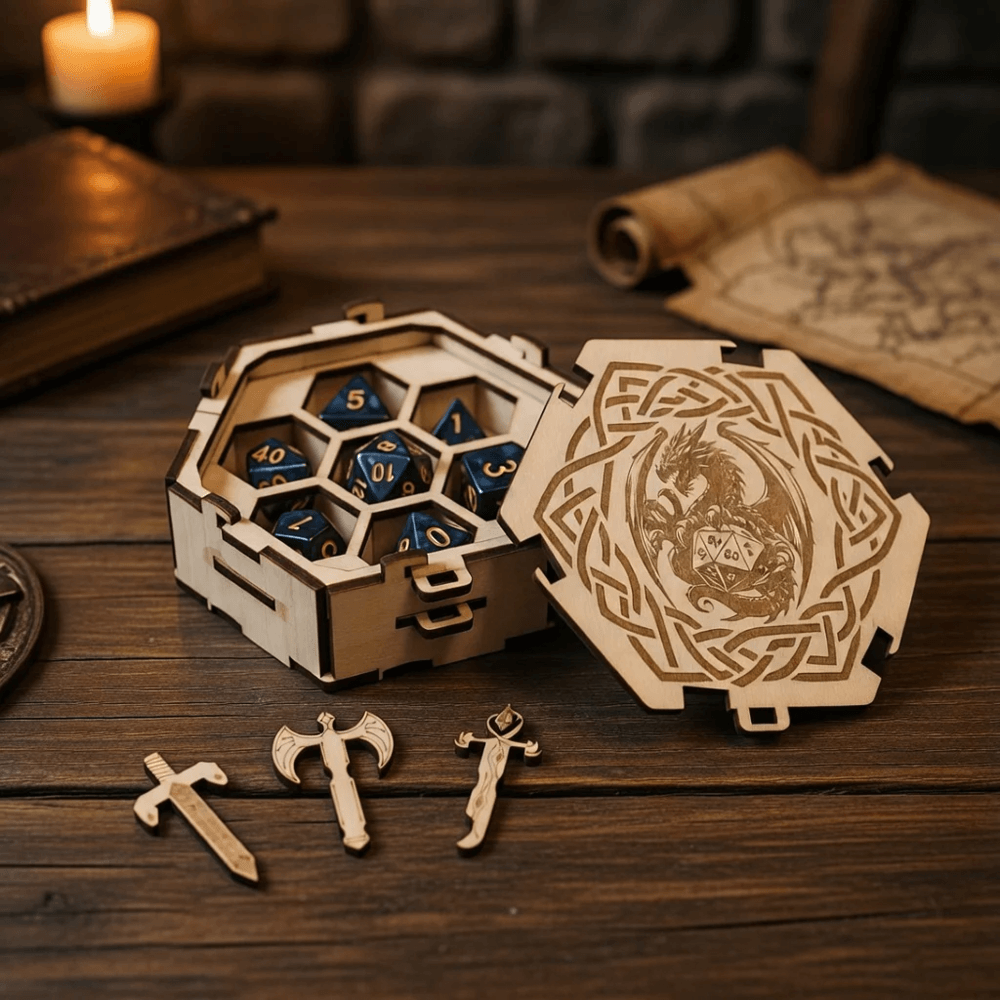 Ortur engraving dungeons dragons dice box