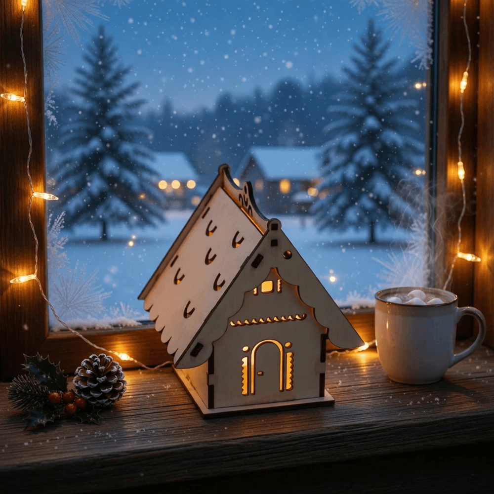 Ortur engraving night light candle house