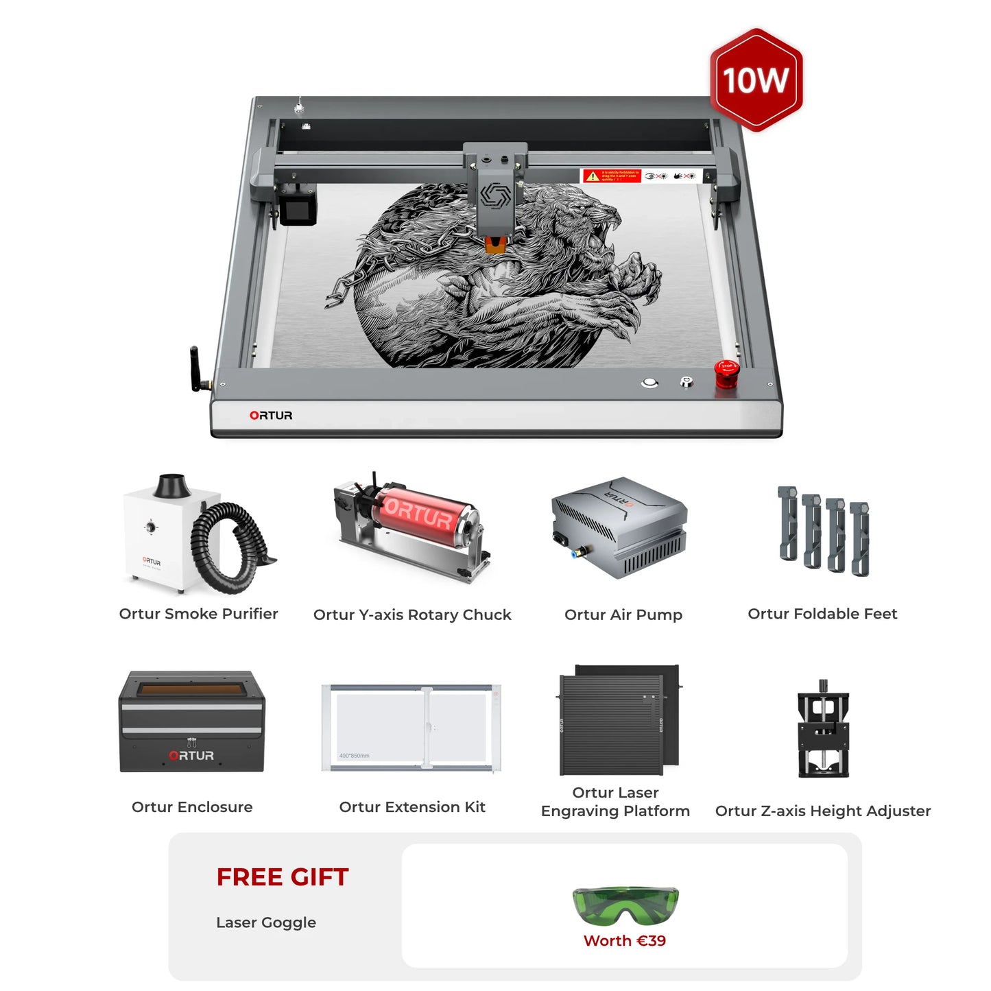 Ortur Laser Master 3 (LM3) Laser Engraving & Cutting Machine 10W OLM3 All-in-One Bundle