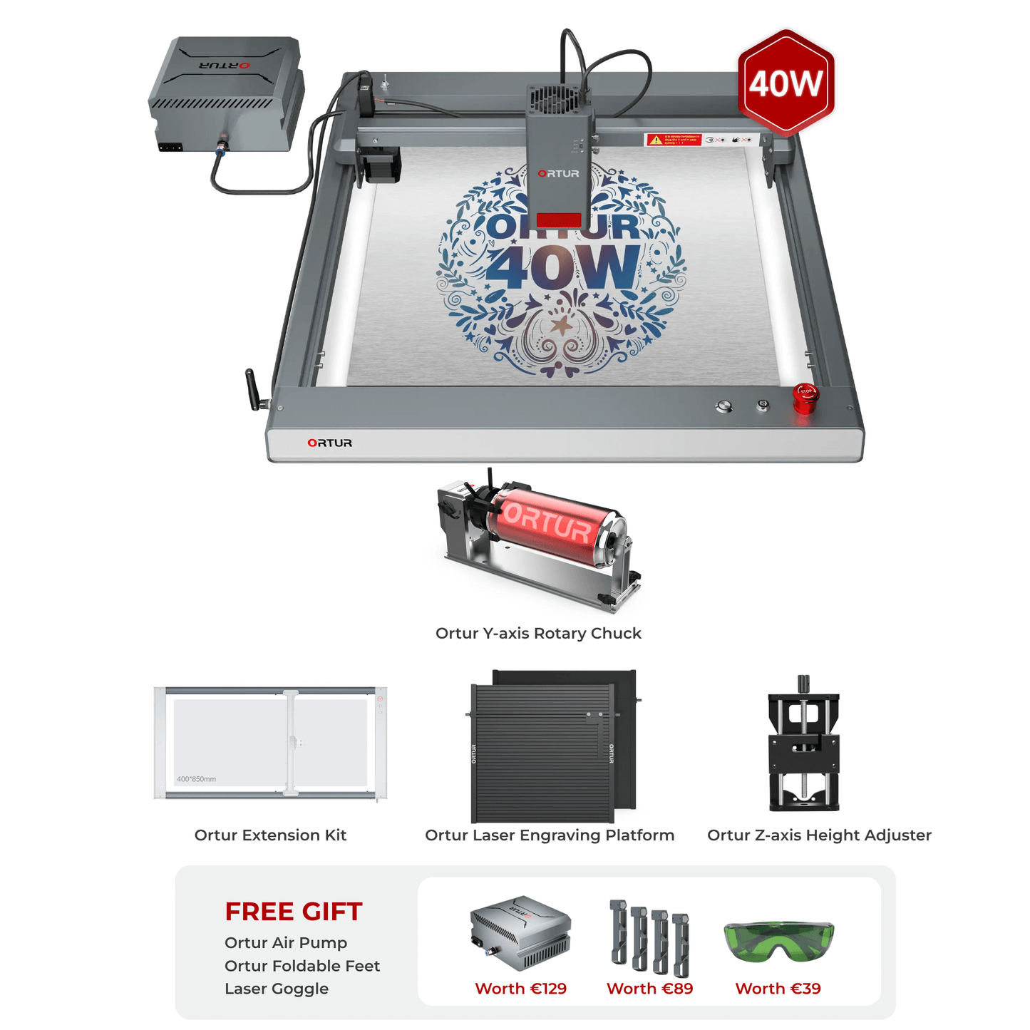 Ortur Laser Master 3 (LM3) Laser Engraving & Cutting Machine 40W (with Free Air Pump & FFT1.0) OLM3 Business Bundle